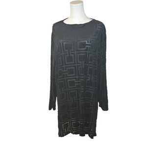 Halston Heritage Velvet Burnout Tunic Top – Black – Size 2X